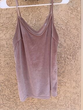 Velvet Spaghetti-Strap Cami in Mauve Pink